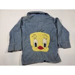 Vintage 70s Tom Cat Tweety Embroidered Jean Jacket Small Distressed